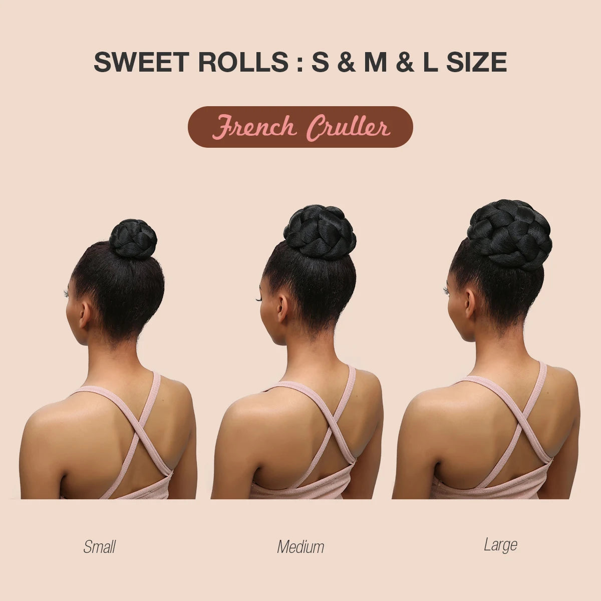 Instant Glitz Synthetic Hair Bun Sweet Rolls French Cruller (S)