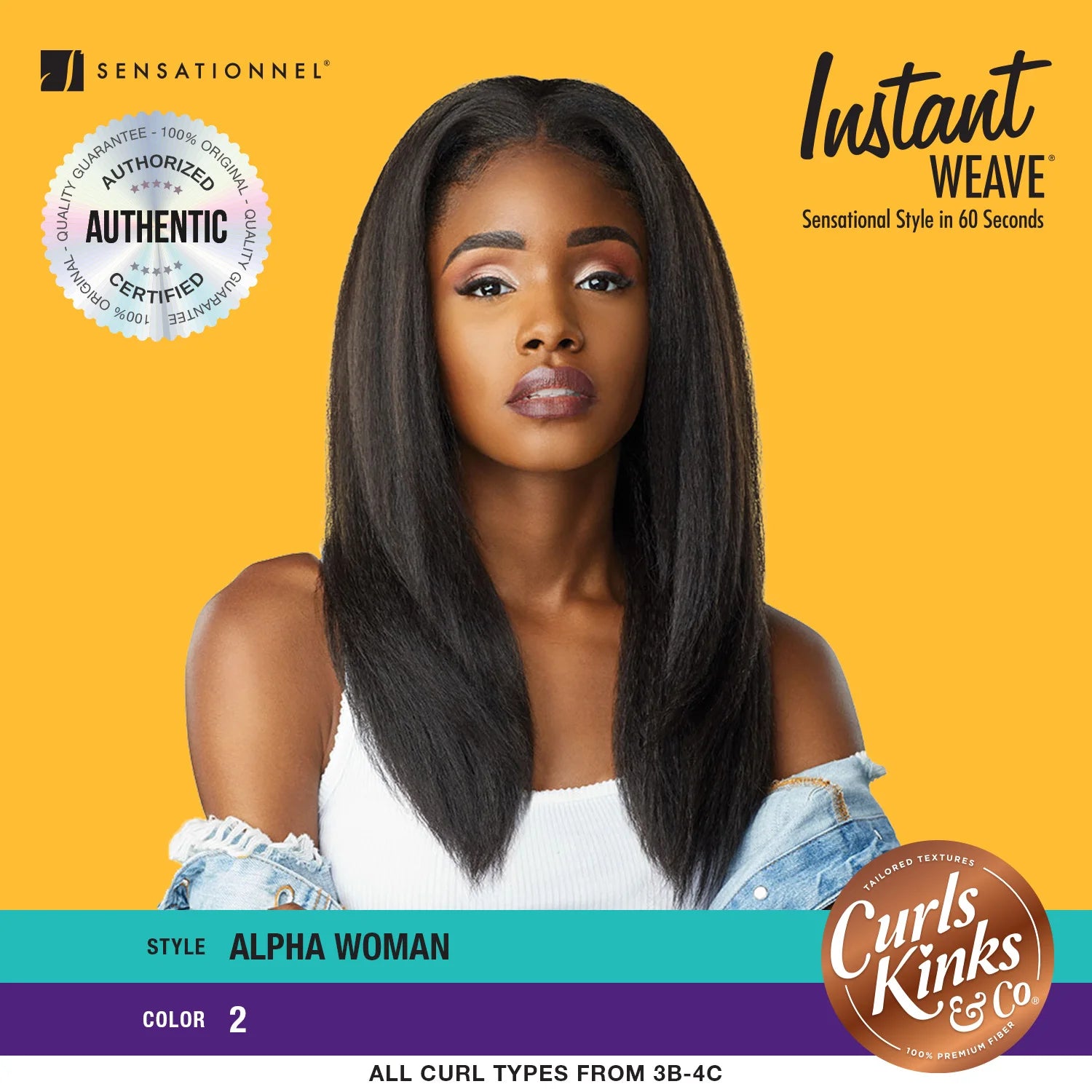 Sensationnel Instant Weave Curls Kinks N Co Half Wig Alpha Woman - Natural Curls, Effortless Style, Versatile Look