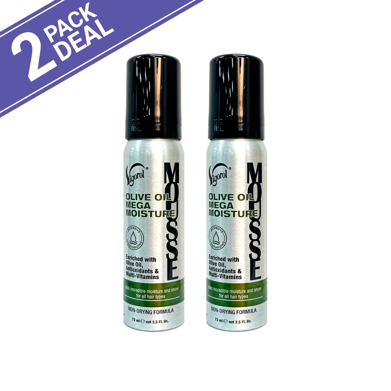 Vigorol Olive Oil Mega Moisture Foaming Mousse - Adds Shine, Locks in Moisture, Defines Curls