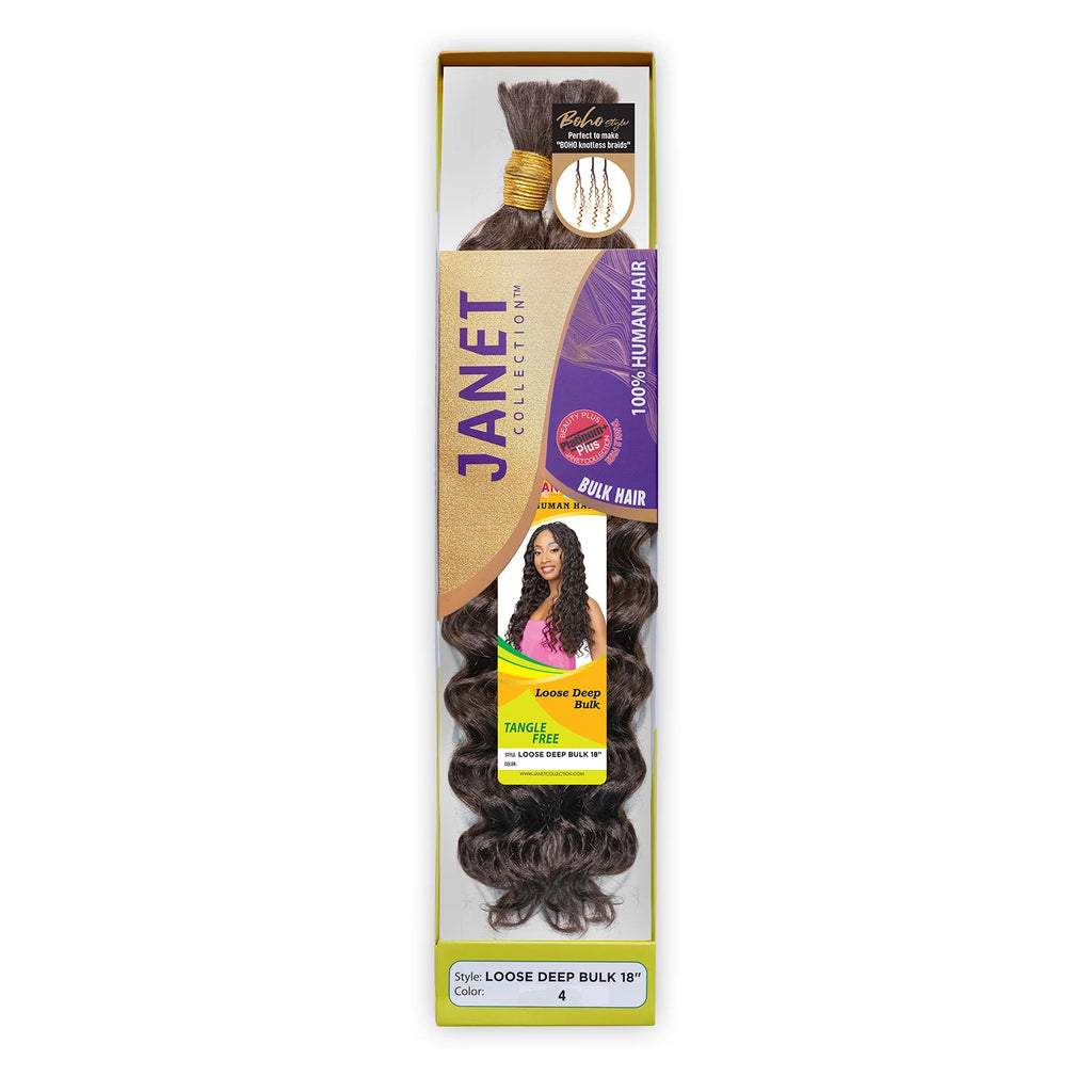 Janet Collection Human Hair Braids Loose Deep Bulk 18"