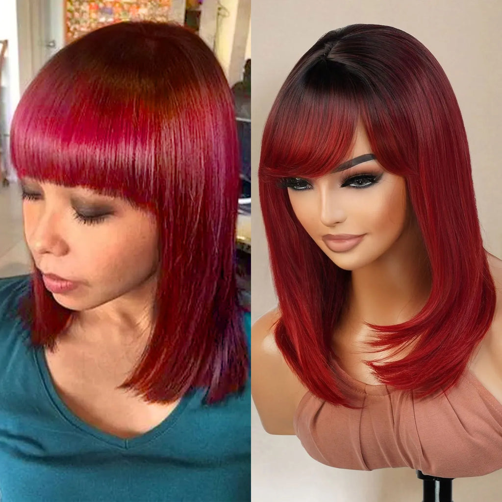 Shoulder Length Straight Bob with Bang Synthetic Wig SEXY06