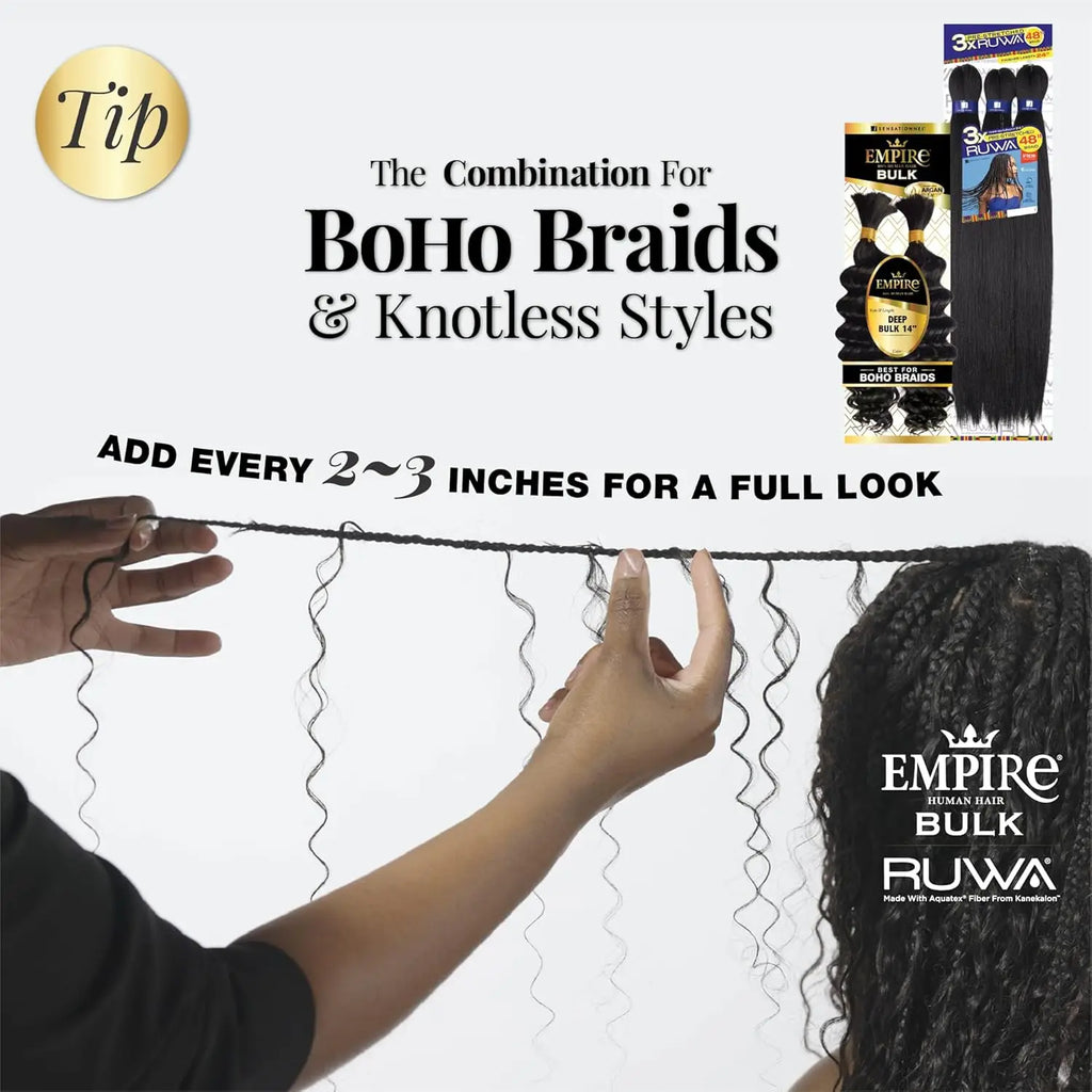 Sensationnel Human Hair Braids Empire Deep Body Bulk 22"