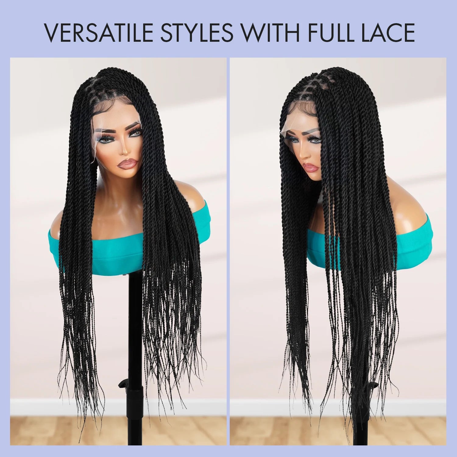 Authentic Glueless Full Lace Braided Wig Medium Knotless Senegalese Twist 26" BW Unit2
