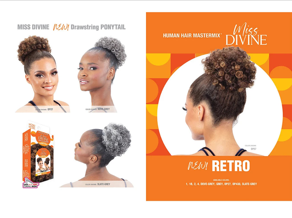 ModelModel Human Hair Blend Drawstring Synthetic Ponytail Miss Divine Retro