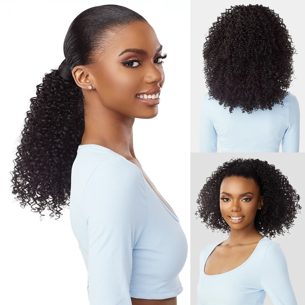 Sensationnel Instant Up N Down Half Wig N Pony Wrap UD 20 - Tight Curl, Versatile Updo, Quick & Easy