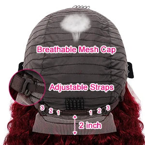 Luckathy 99J Burgundy Deep Wave 180 Density 13x6 Lace Front Wig Curly Red Colored 13x4 HD Lace Frontal Human Hair Wigs For Woman