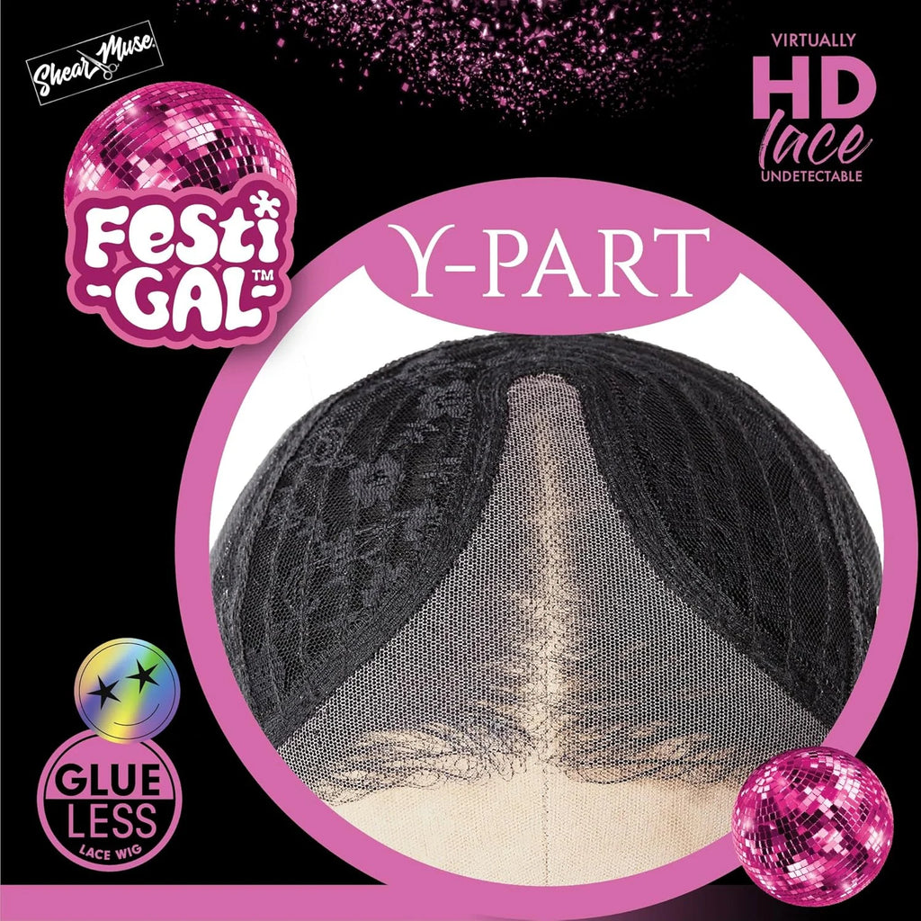 Sensationnel HD Lace Front Synthetic Wig Glueless Festi-Gal Shear Muse Dazzle Gal