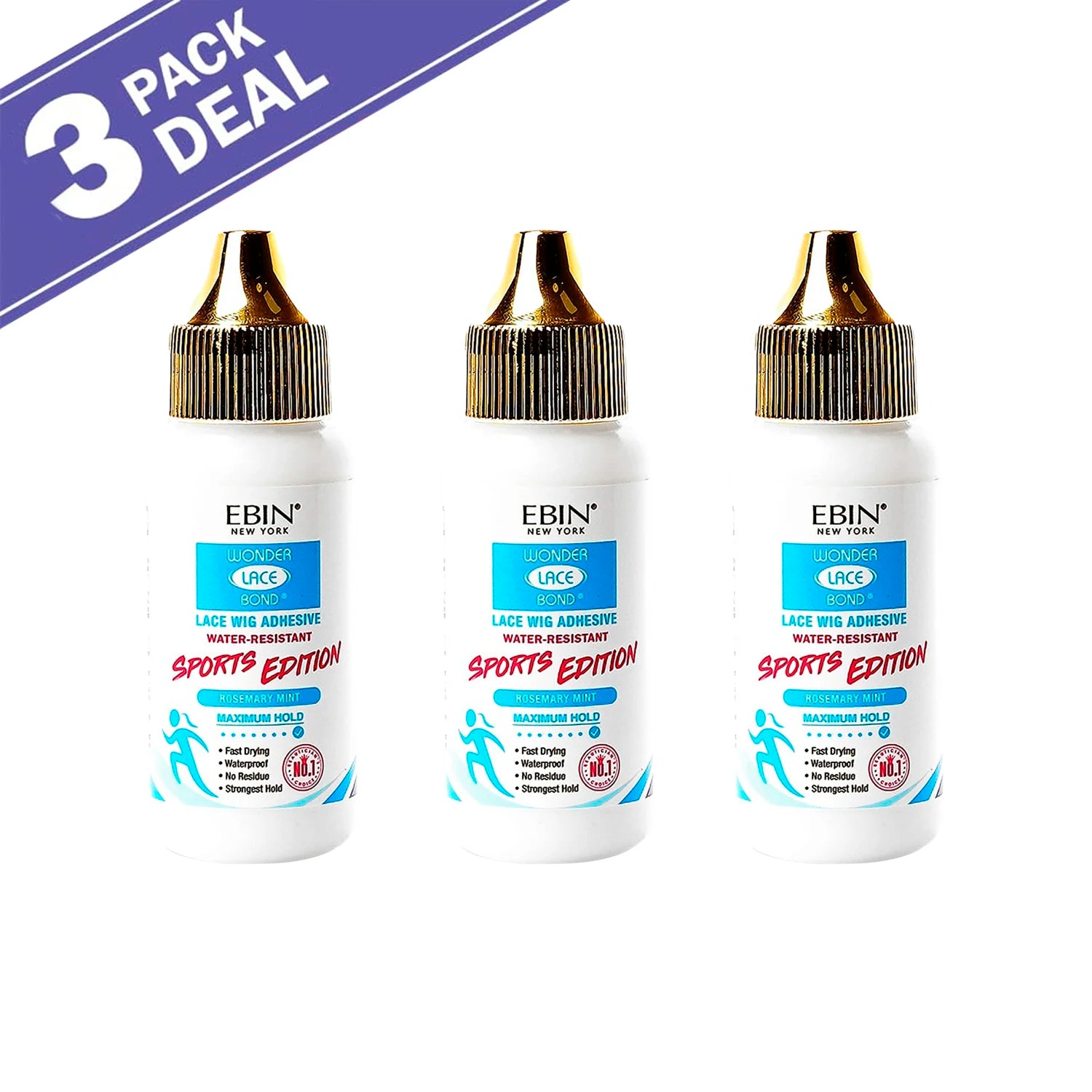 Ebin New York Wonder Lace Bond Sports Edition Lace Wig Adhesive 1.15oz/ 34ml - Extreme Hold, Perfect for Active Wear