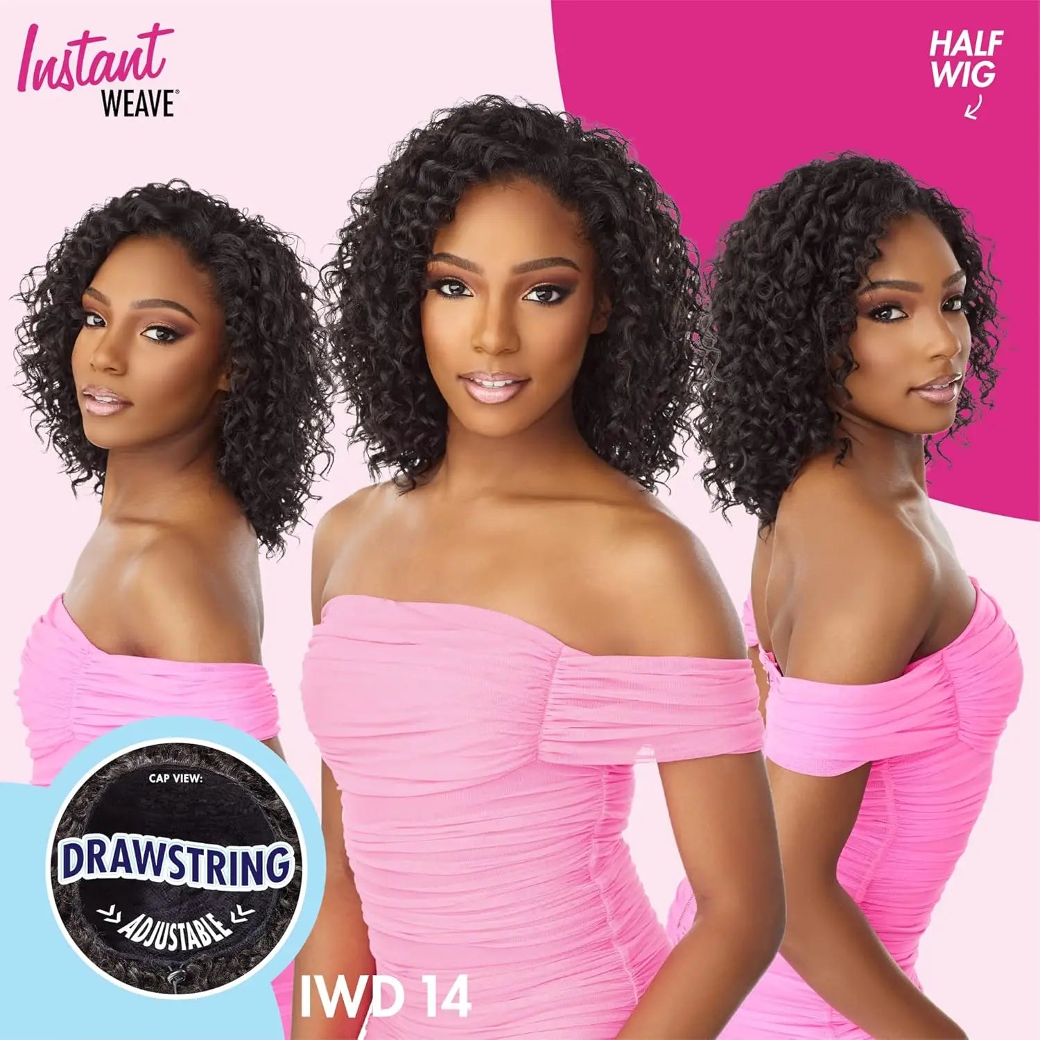 Sensationnel Instant Weave Half Wig Drawstring Cap IWD 14 - Versatile Half Wig, Quick & Easy Styling, Effortless Style