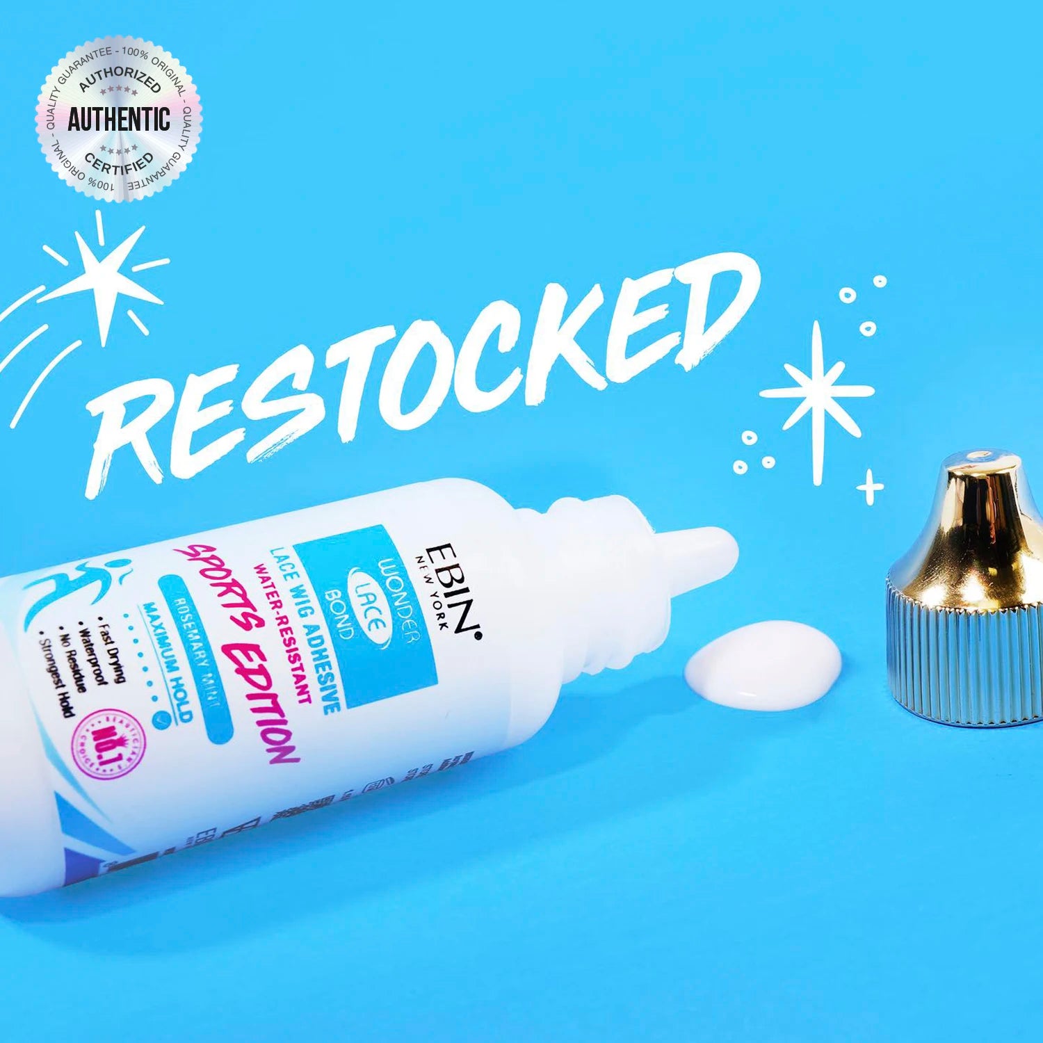 Ebin New York Wonder Lace Bond Sports Edition Lace Wig Adhesive 1.15oz/ 34ml - Extreme Hold, Perfect for Active Wear