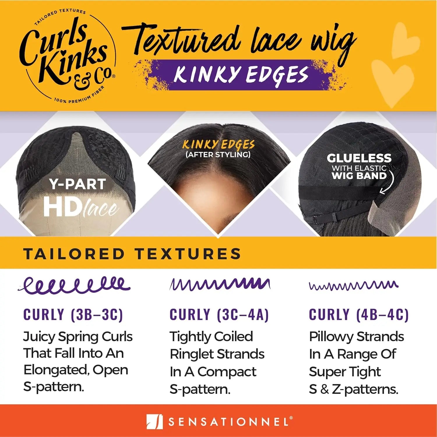 Sensationnel HD Lace Front Synthetic Wig Curls Kinks N Co Glueless Kinky Edges Y-Part Kinky Roller Set 16"