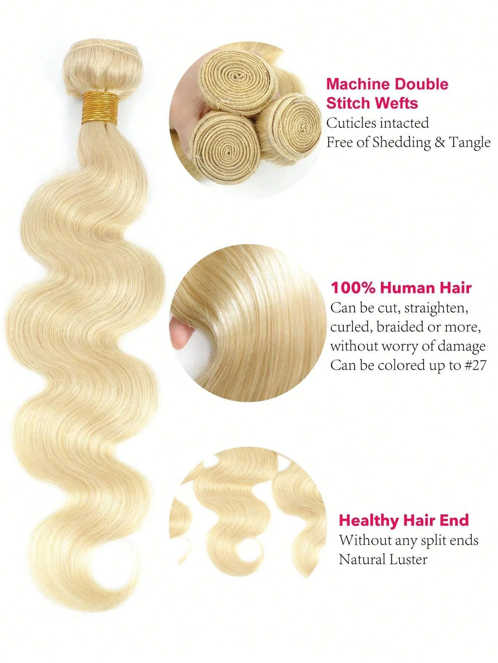 1/3/4 Bundles Body Wave 613 Blonde Human Hair Bundles 26 28 30 Inch 613 Honey Blonde Bundles Body Wave Brazilian Hair