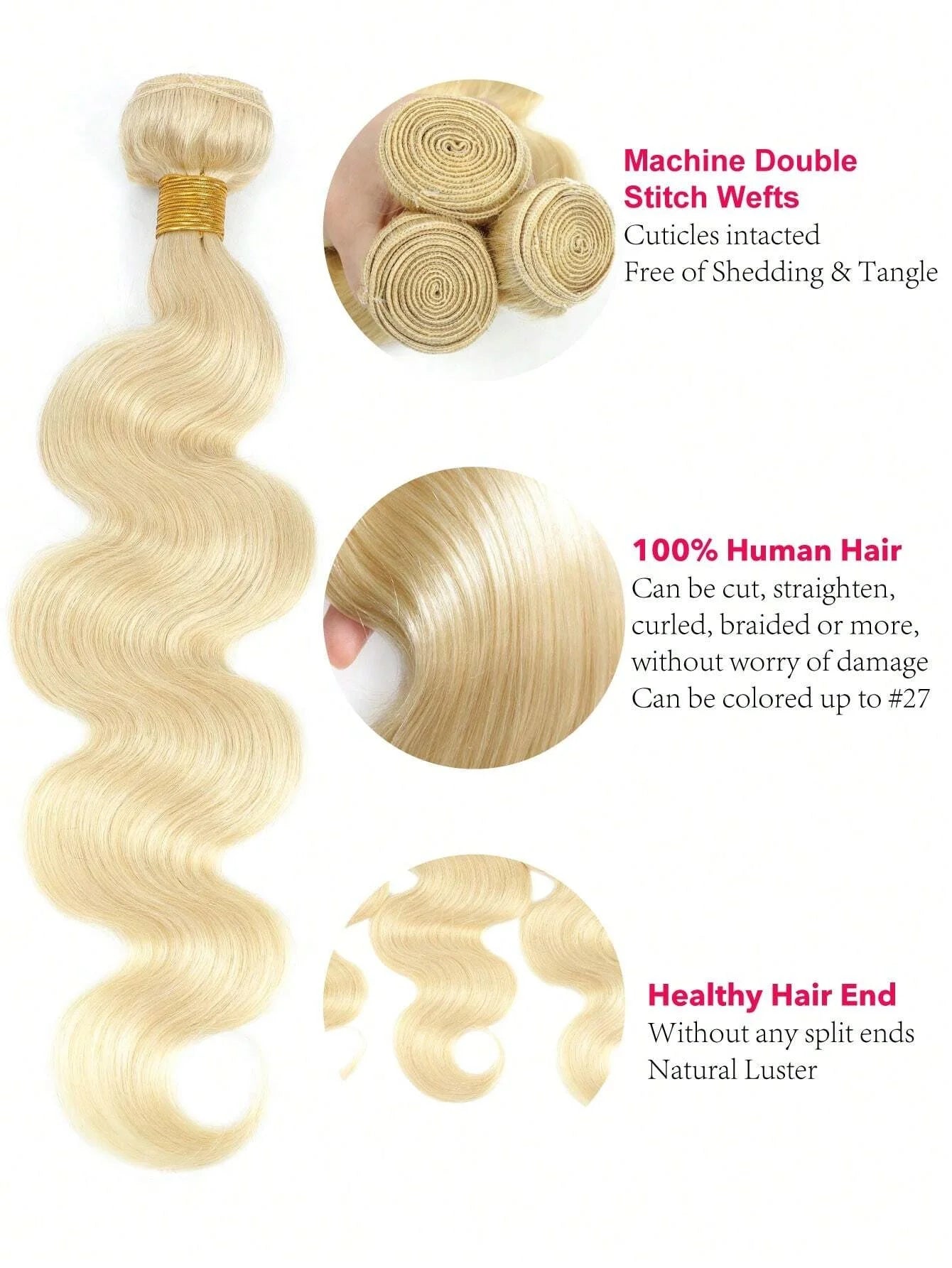 1/3/4 Bundles Body Wave 613 Blonde Human Hair Bundles 26 28 30 Inch 613 Honey Blonde Bundles Body Wave Brazilian Hair