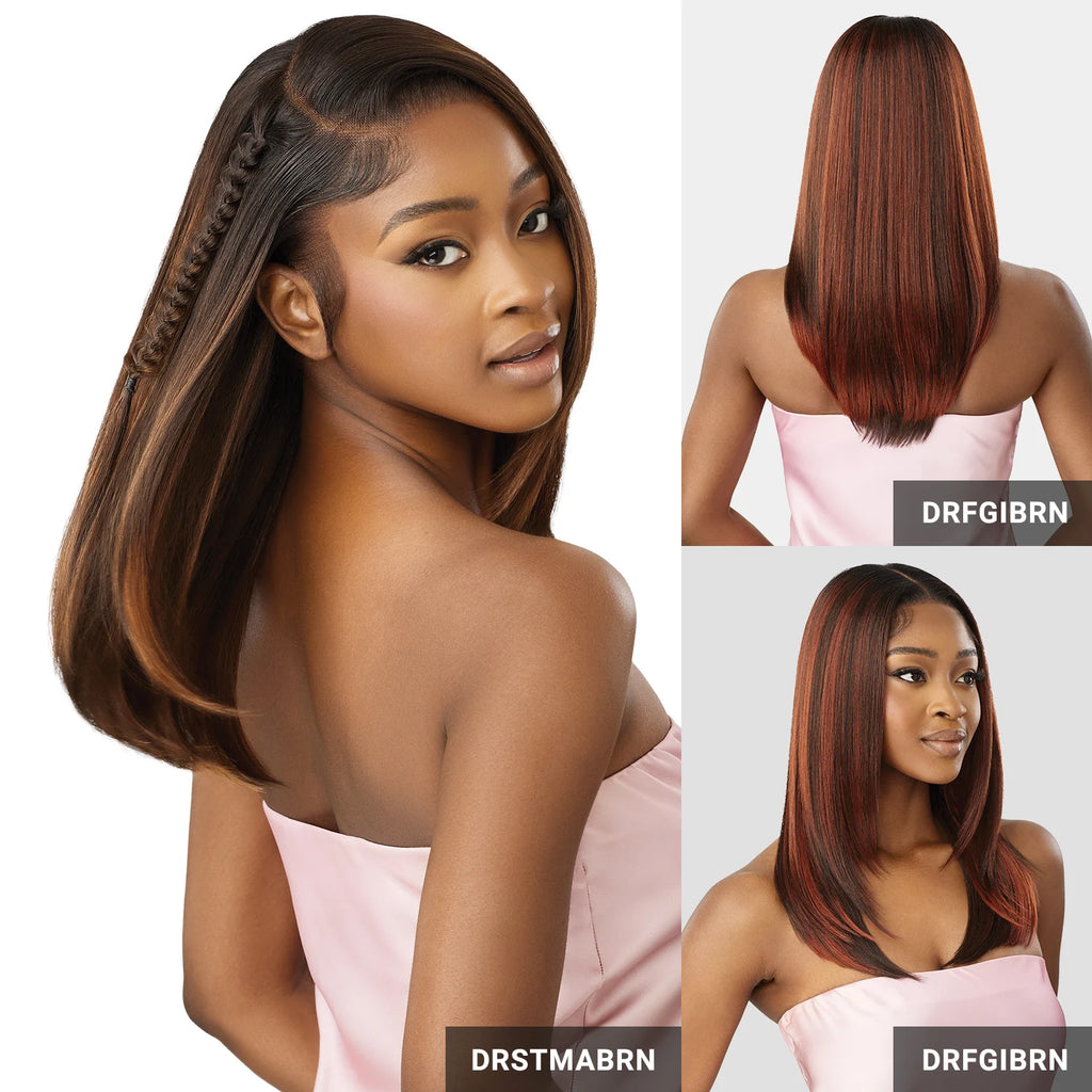 Outre Human Hair Blend HD Lace Front Synthetic Wig Airtied Glueless Fully Hand-Tied 13X6 HHB-Sleek Yaki 20"