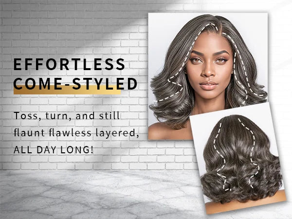 Salt and Pepper Loose Wave Lace Front Bob Wig Human Hair Side Part 5x5 HD Closure Lace Wig Ready To for Black Women