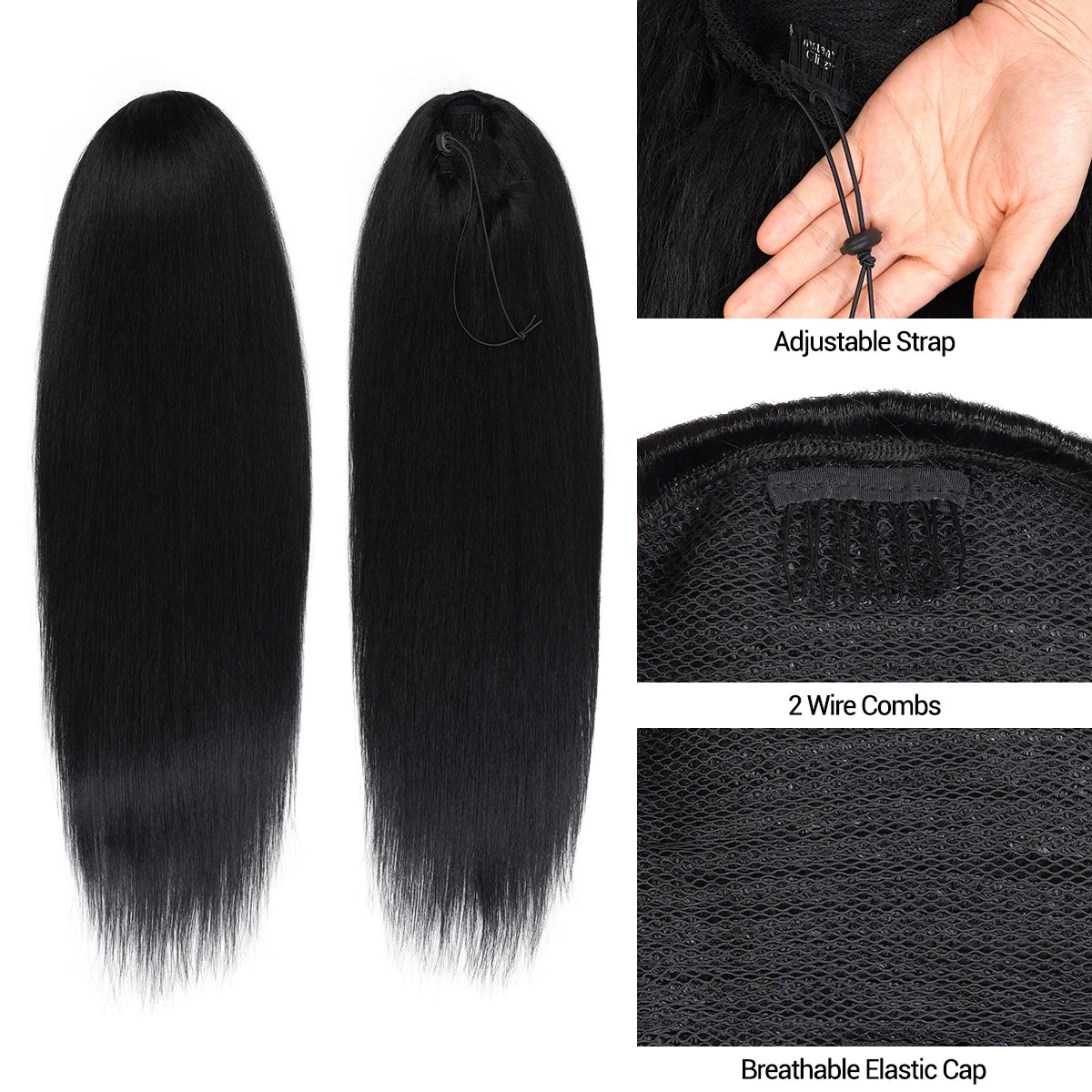 Instant Glitz Synthetic Drawstring Ponytail Straight 28"