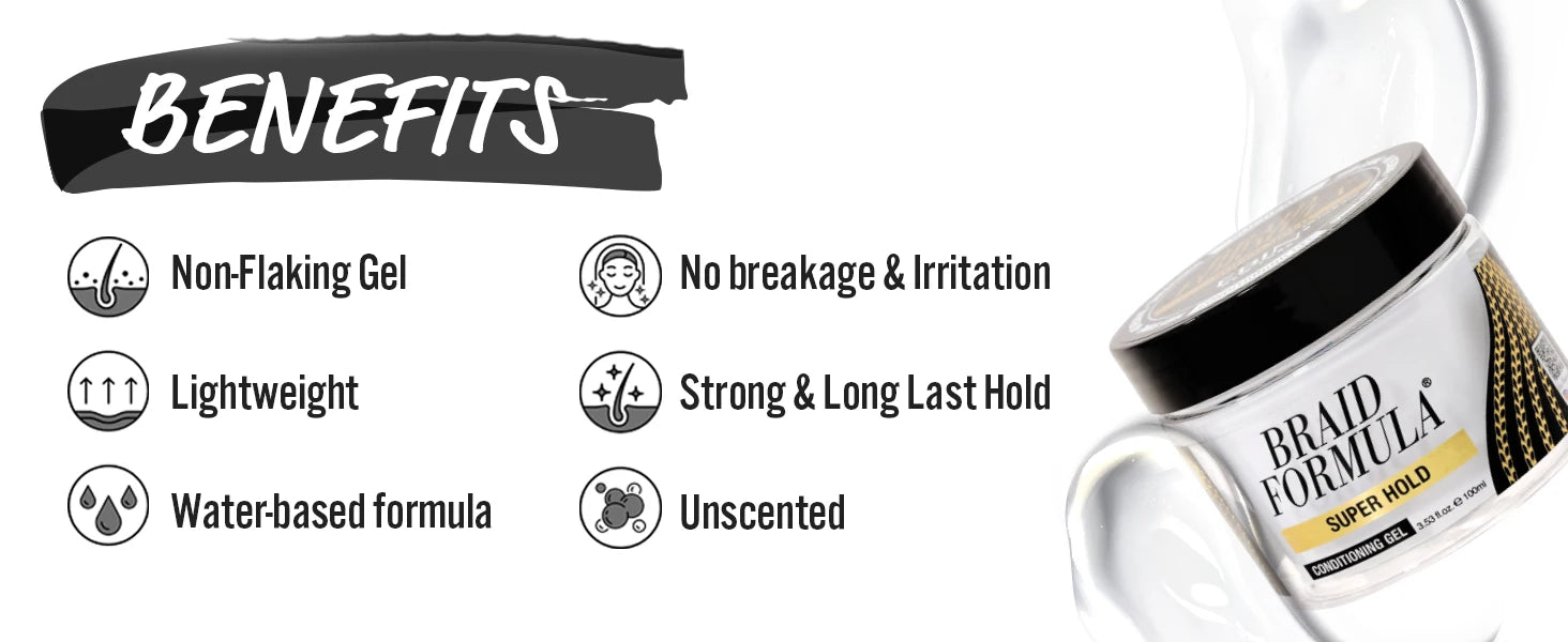 Ebin New York Braid Formula Conditioning Gel Super Hold - Extra Strong Hold, Frizz Control, Long Lasting Braids