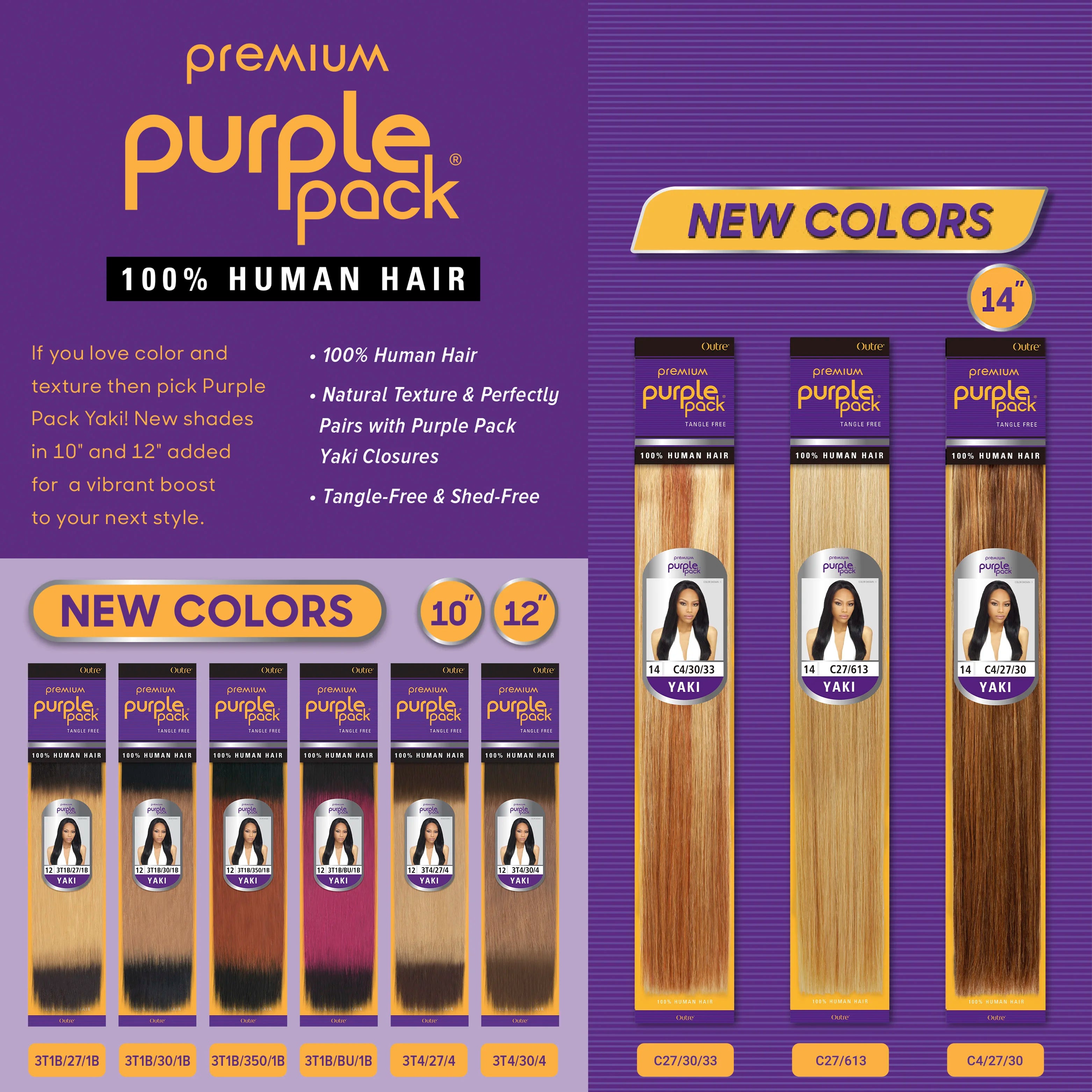 Outre Premium Purple Pack Human Hair Weave Yaki – Premium Quality, Soft & Smooth, Natural Feel, Easy to Style