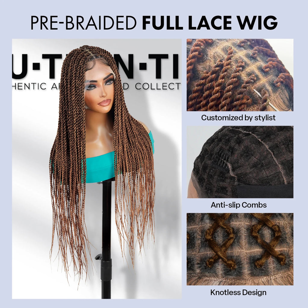 Authentic Glueless Full Lace Braided Wig Medium Knotless Senegalese Twist 26" BW Unit2