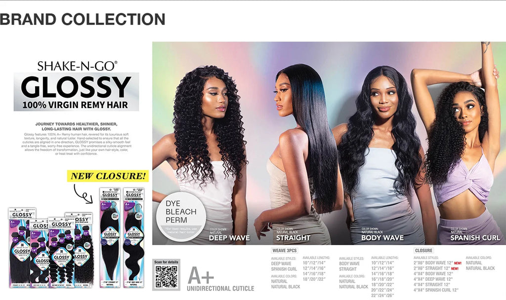 Shake-N-Go Glossy Virgin Remy Hair HD Lace Closure 4X4 Deep Wave 12'' – Natural Look, Soft Texture, Easy Blend, Perfect Fit