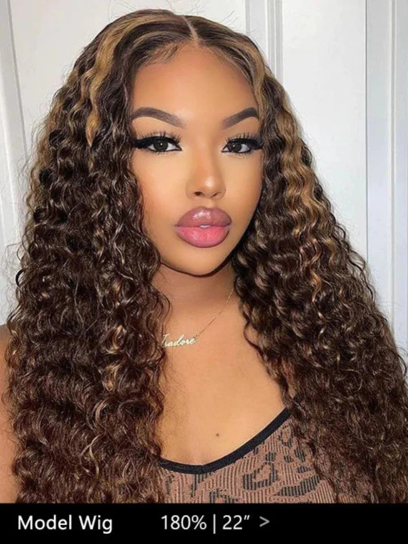 40 Inch 4/27 Curly Ombre Highlight 7x5 Glueless Wigs Human Hair Ready To Wear 250% Density 13x4 Deep Wave Frontal Wigs For Women