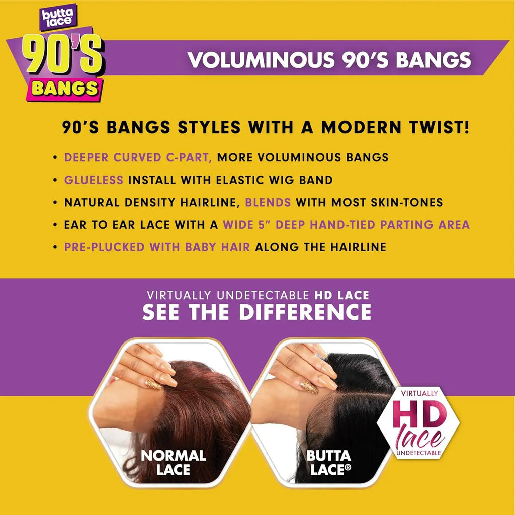 Sensationnel Glueless Butta Lace HD Lace Front Wig 90's Bangs Unit 902 - Trendy Bangs, Natural Look, Easy to Wear