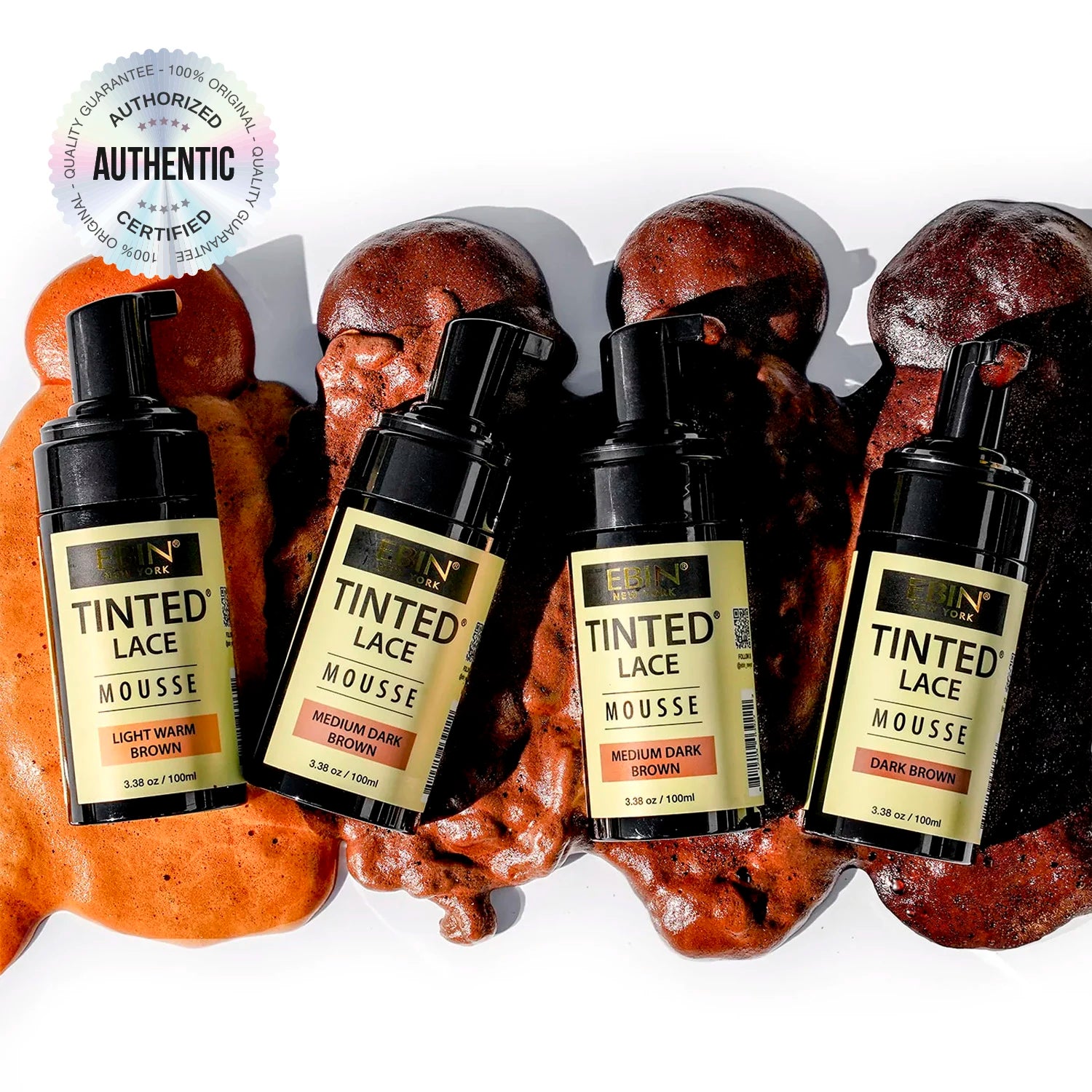 Ebin New York Tinted Lace Mousse 3.38oz/ 100ml - Smooth Application, Natural Finish, Perfect for Blending Lace