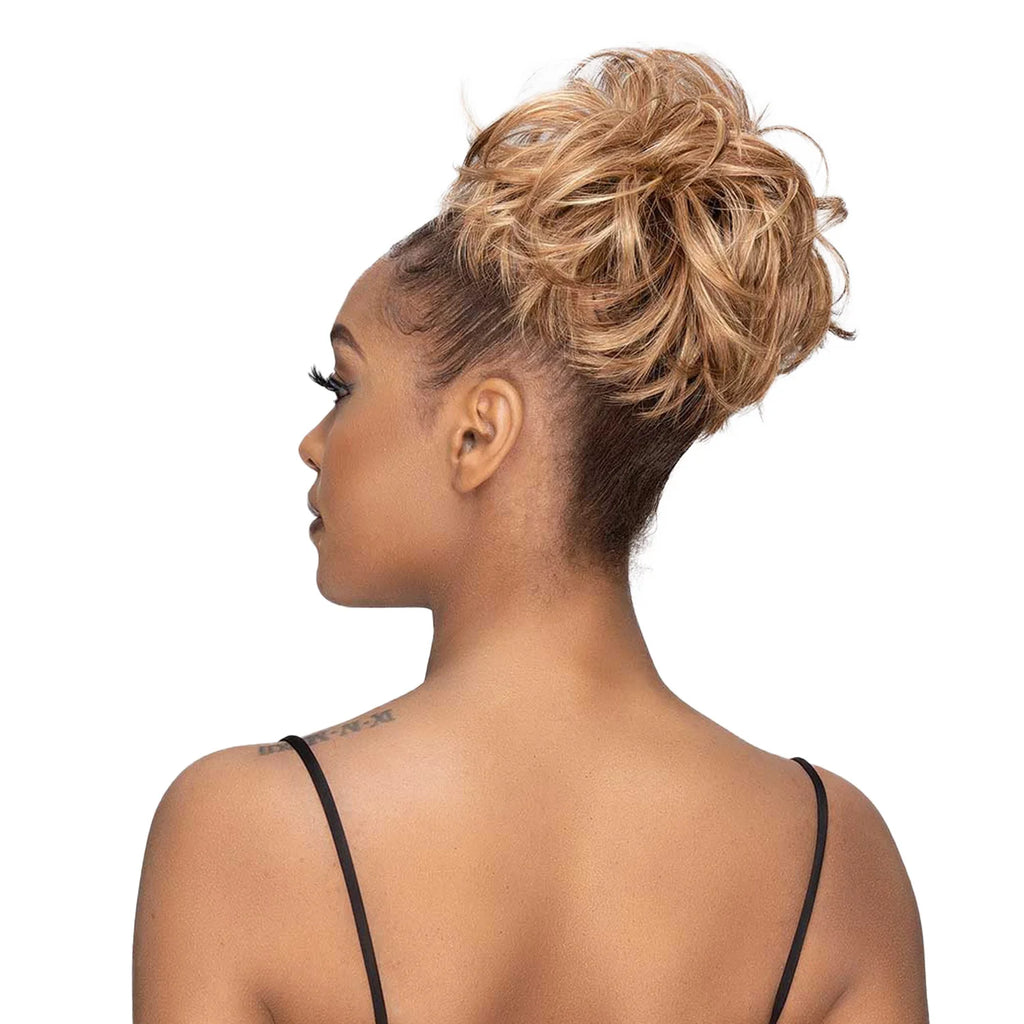 Janet Collection Human Hair Blend Synthetic Bun Remy Illusion Scrunch Retro