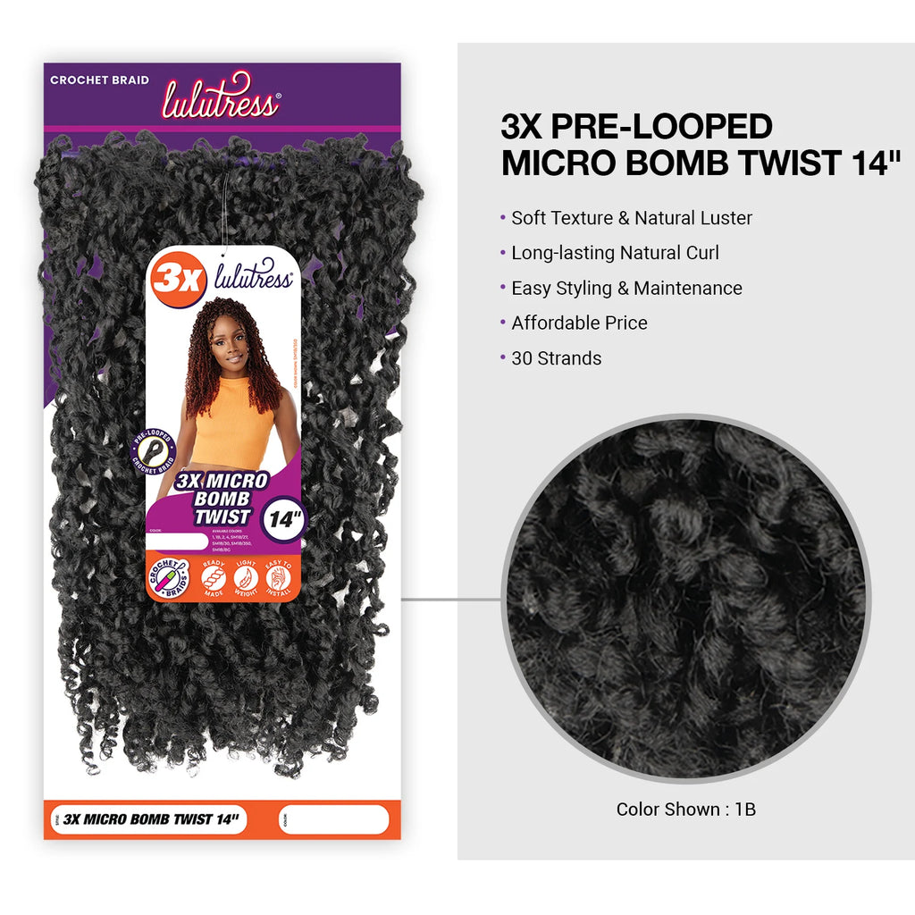 Sensationnel Crochet Braids Lulutress 3X Pre-Looped Micro Bomb Twist 14"