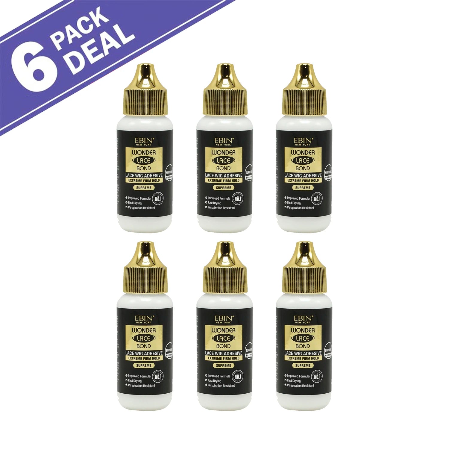 Ebin New York Wonder Lace Bond Lace Wig Adhesive Extreme Firm Hold Supreme 1.15oz - Ultra Strong, Ideal for Daily & All-Day Wear