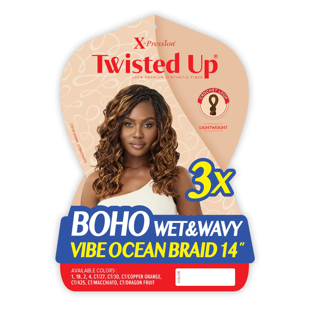 Outre Crochet Braids X-Pression Twisted Up 3X Boho Wet N Wavy Vibe Ocean Braid 14"