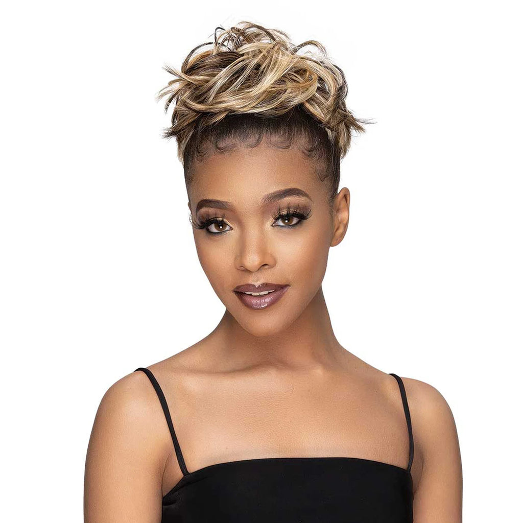 Janet Collection Human Hair Blend Synthetic Bun Remy Illusion Scrunch Retro