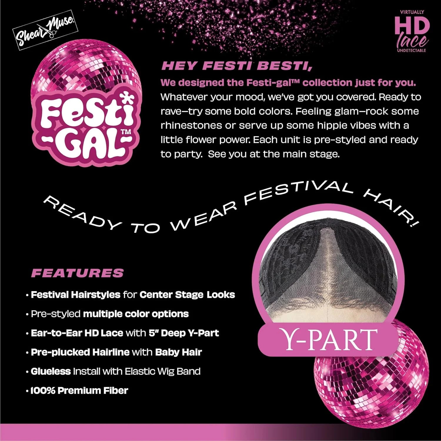 Sensationnel HD Lace Front Synthetic Wig Glueless Festi-Gal Shear Muse Dazzle Gal