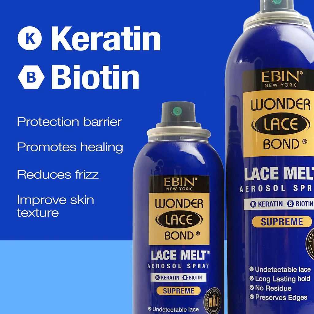 Ebin New York Wonder Bond Melt Spray Keratin - Extra Strong Hold, Seamless Lace Blend, Keratin Infused for Healthy Hair