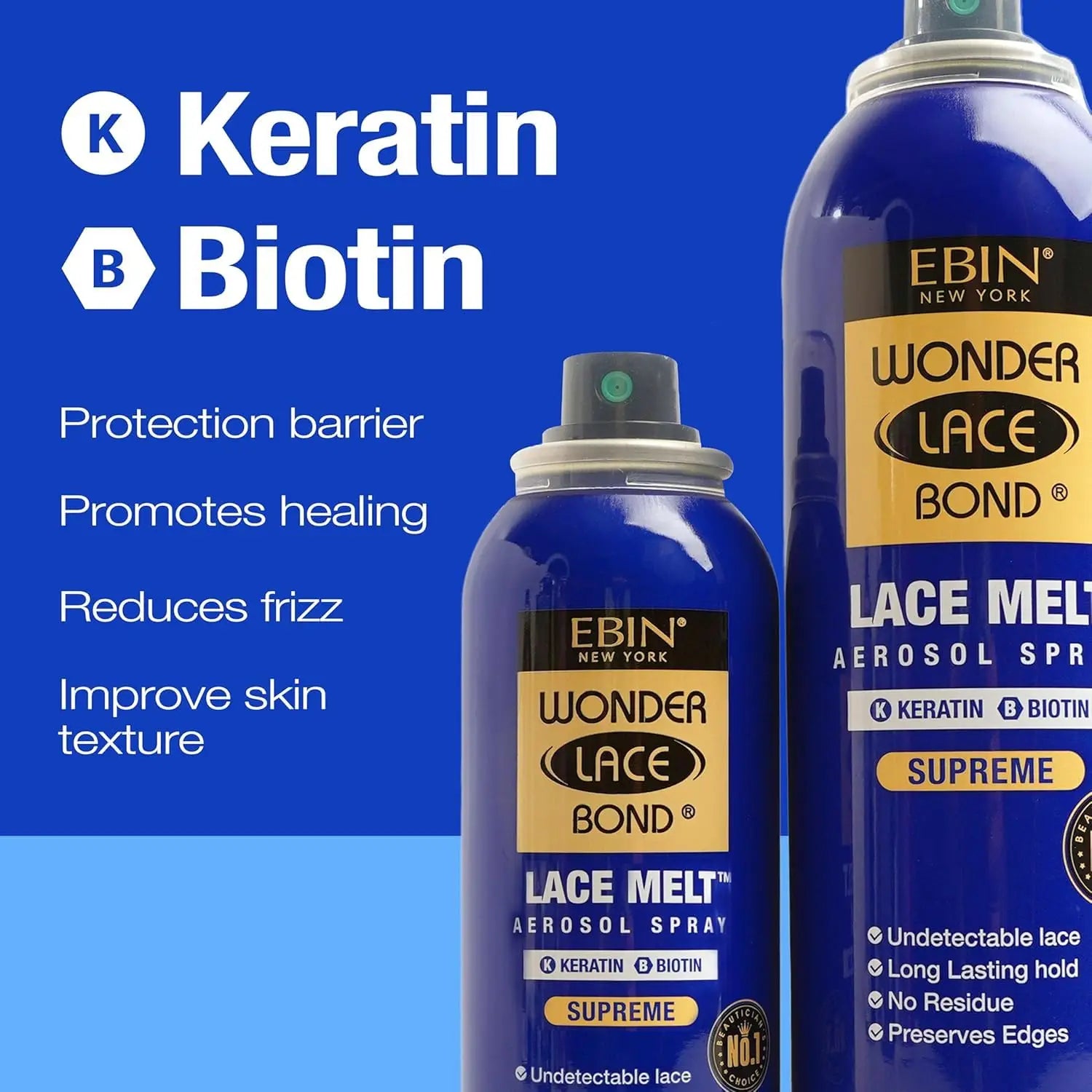 Ebin New York Wonder Bond Melt Spray Keratin - Extra Strong Hold, Seamless Lace Blend, Keratin Infused for Healthy Hair