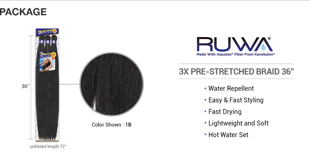 Sensationnel Braids XPRESSION 3X Ruwa Pre-Stretched Synthetic Braid 36"