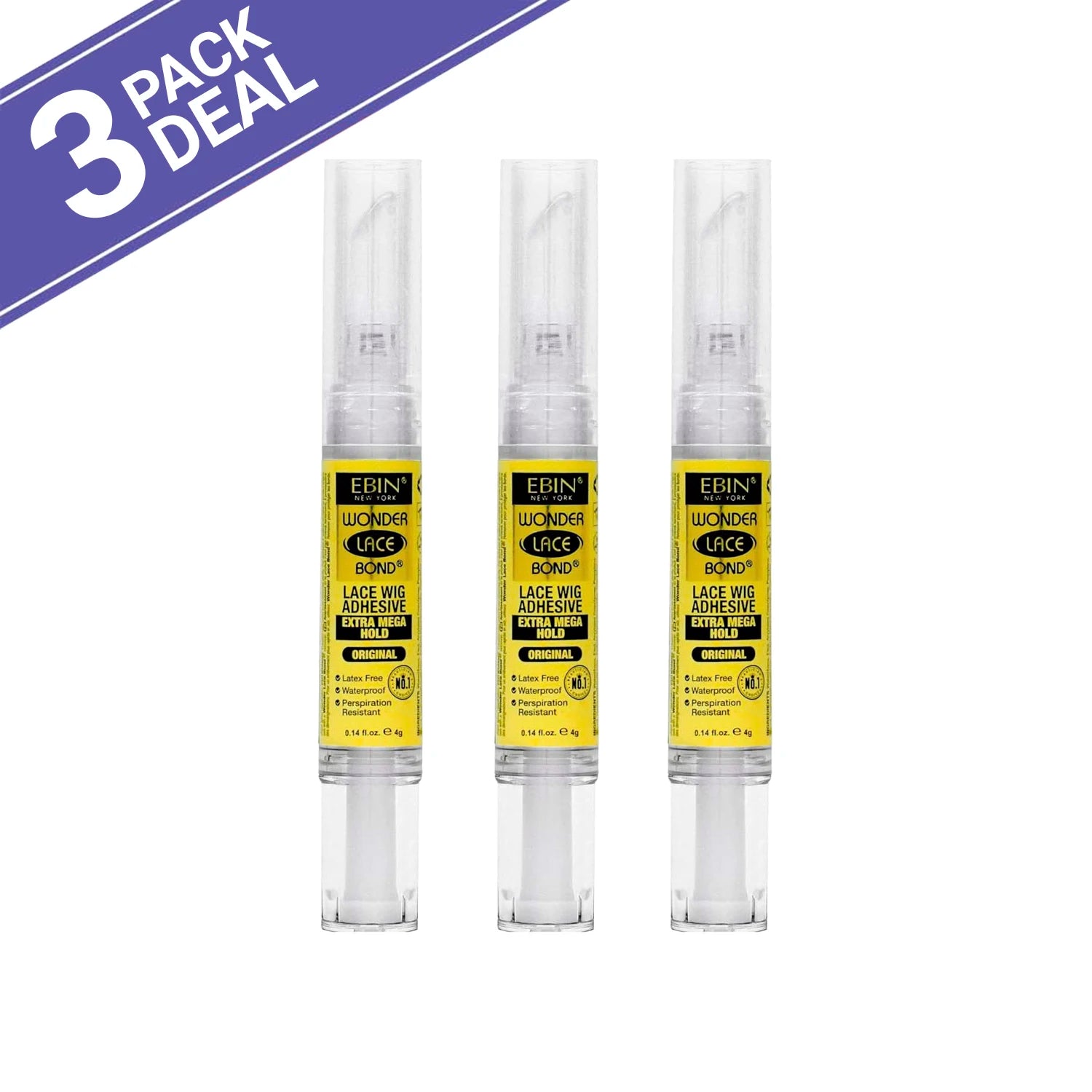 Ebin New York Wonder Lace Bond Lace Wig Adhesive Silicone Pen Type 0.14oz/ 4g - Easy Application, Perfect for Travel & Touch-Ups