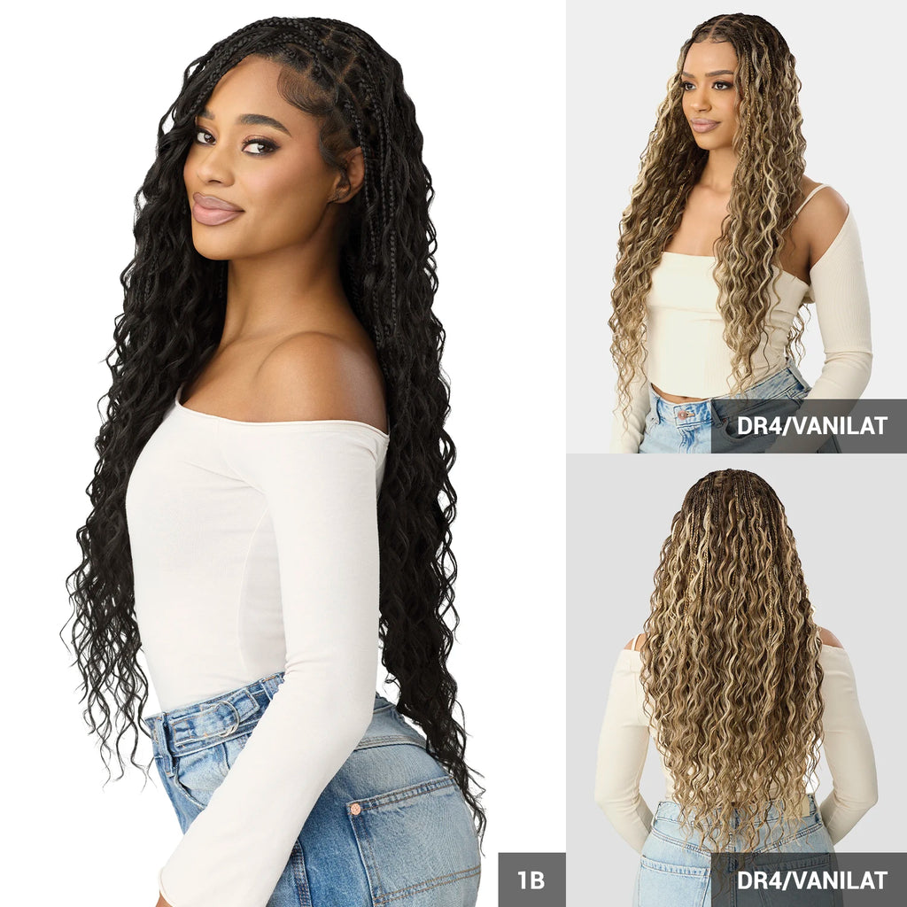 Outre HD Braided Whole Lace Synthetic Wig Glueless Knotless Boho Mermaid Box Braid 32"