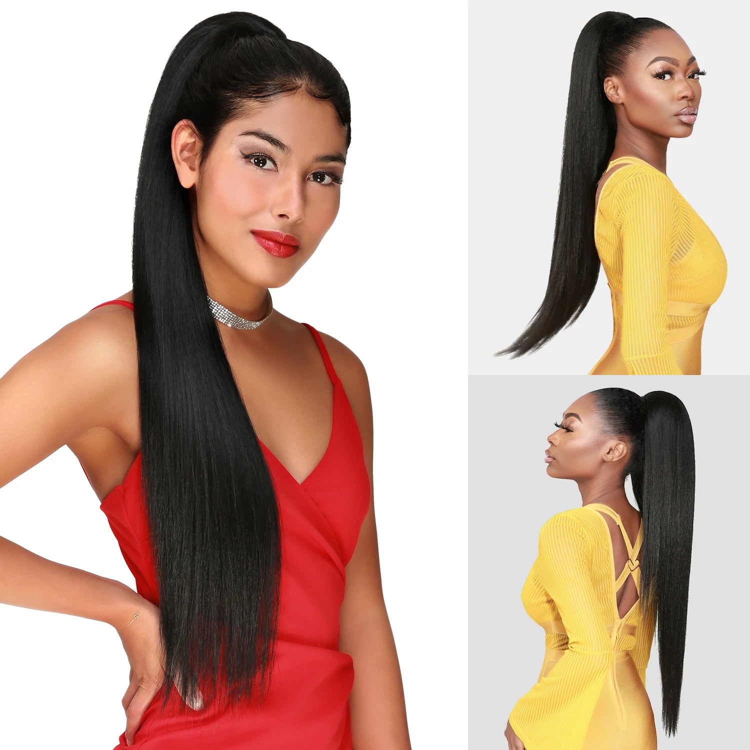 Instant Glitz Synthetic Drawstring Ponytail Straight 28"