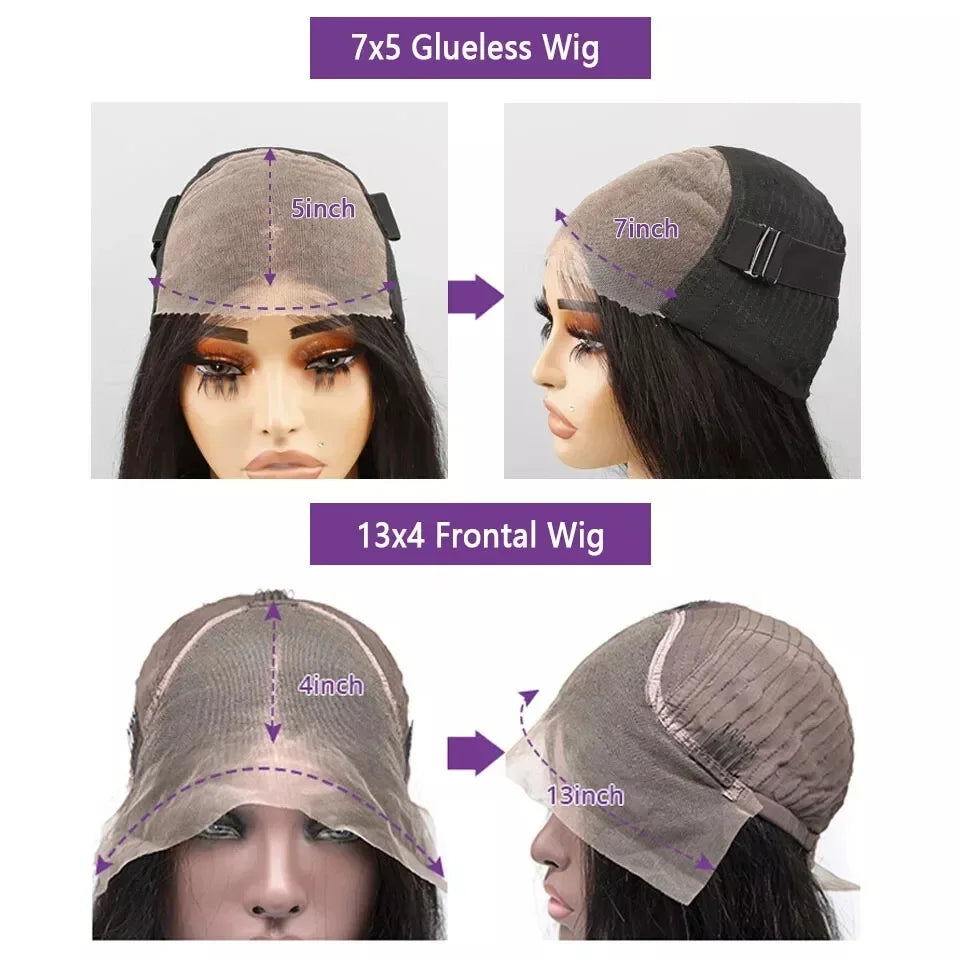 Pre Cut No Glue Glueless Wig Human Hair Ombre Color Highlight Body Wave 13x4 Lace Frontal Wigs 180% Density on Sale