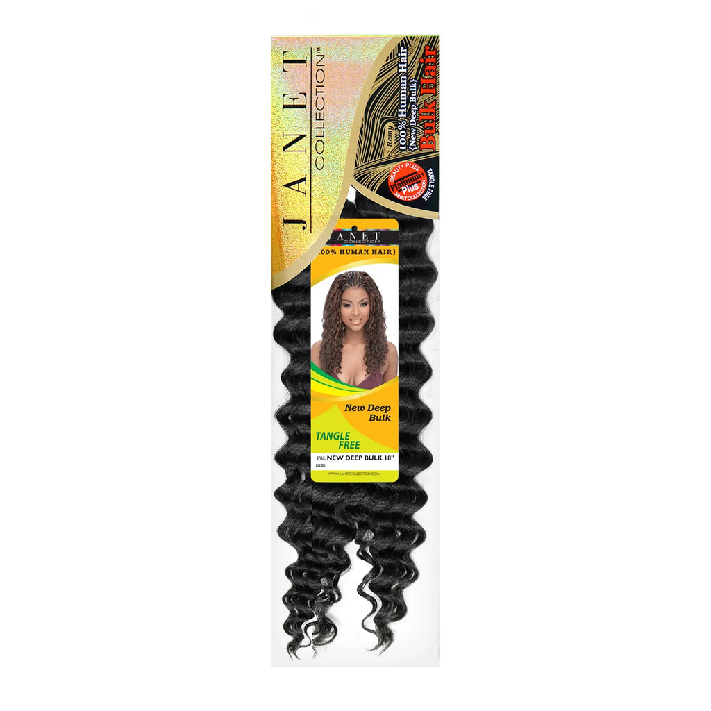 Janet Collection Human Hair Braid New Deep Bulk (14-24'') – Soft & Natural, Deep Curls, Easy Braiding, Multiple Lengths