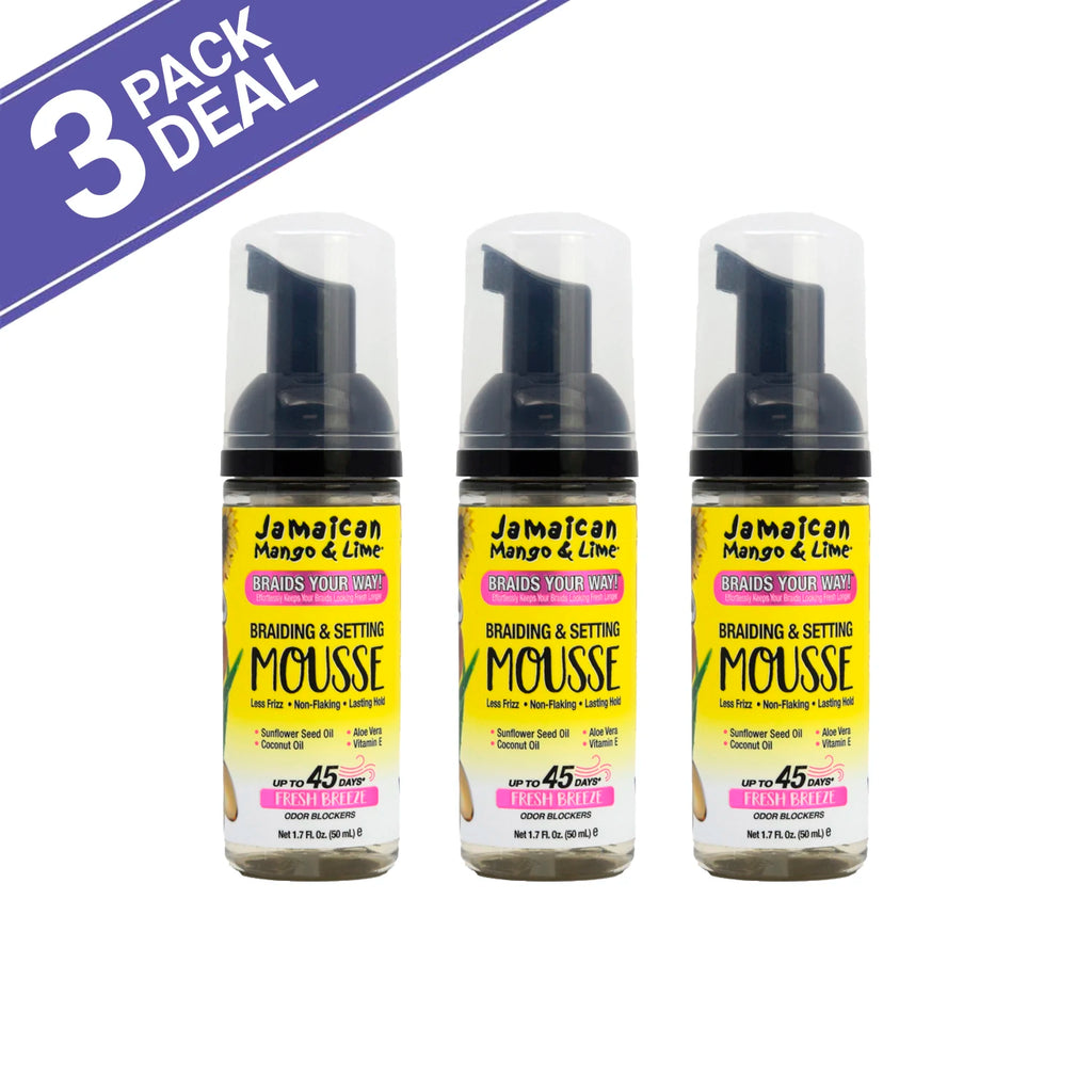 Jamaican Mango & Lime Braiding & Setting Mousse - Strong Hold, Defines Braids, Adds Shine, Lightweight Formula