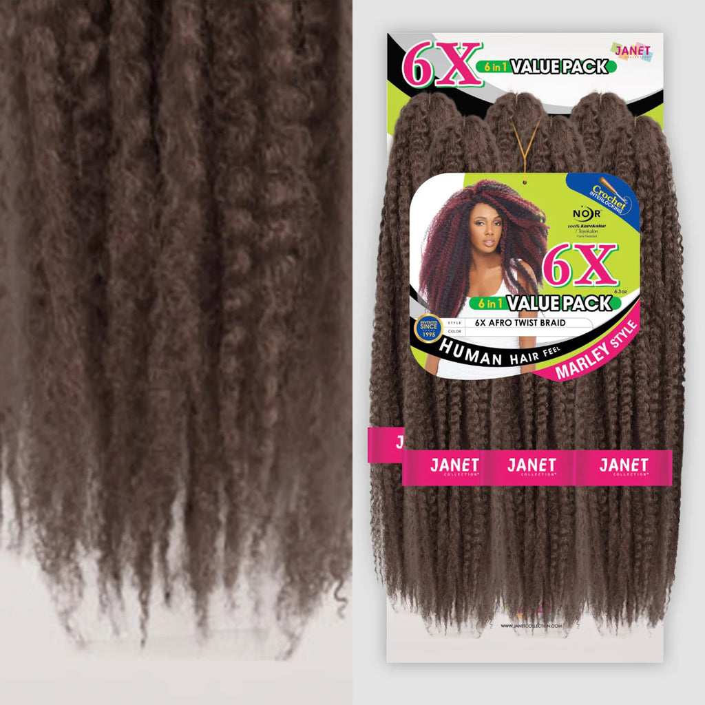 Janet Collection Synthetic Kanekalon Braids Noir 6X Afro Twist Braid (Marley Style)