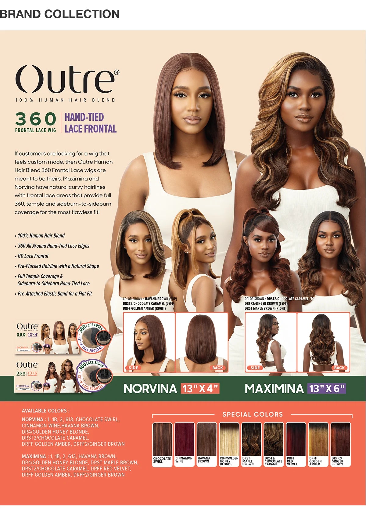 Outre HD Lace Front Wig 360 Hand-Tied 13x6 Lace Wig Maximina - Natural Look, Glueless Fit, Premium Quality Synthetic