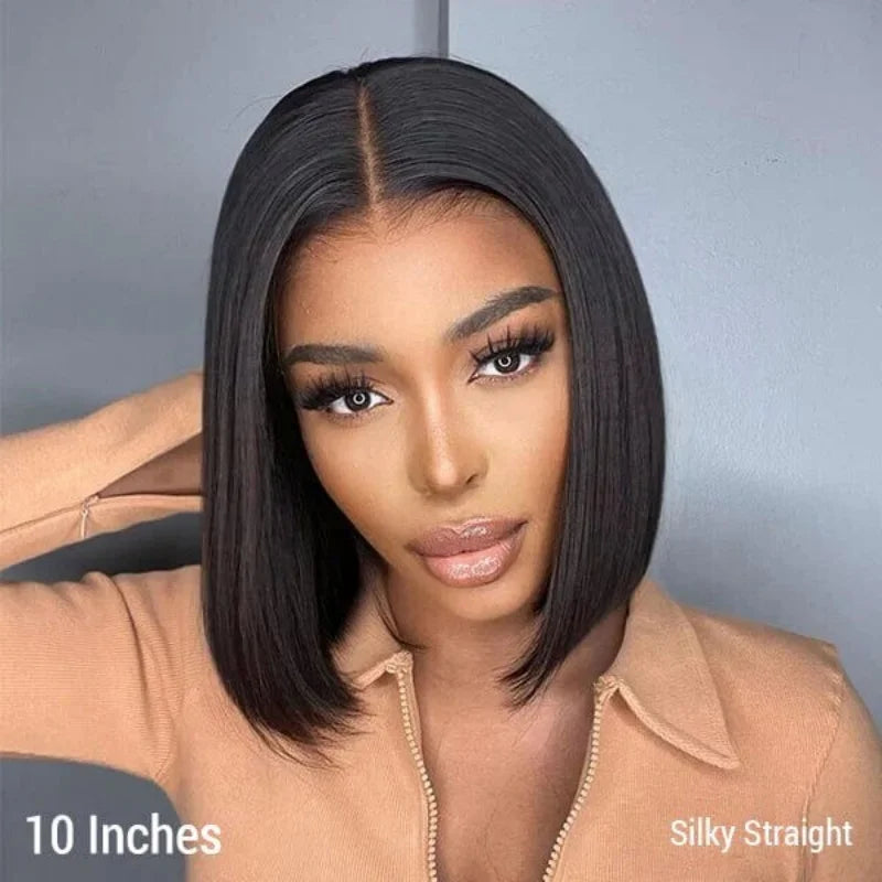 Glueless Straight Bob 7x5 Transparent Lace Wig 100% Human Hair Natural Black 13x4 Pre Cut HD Transparent Lace Closure Wig