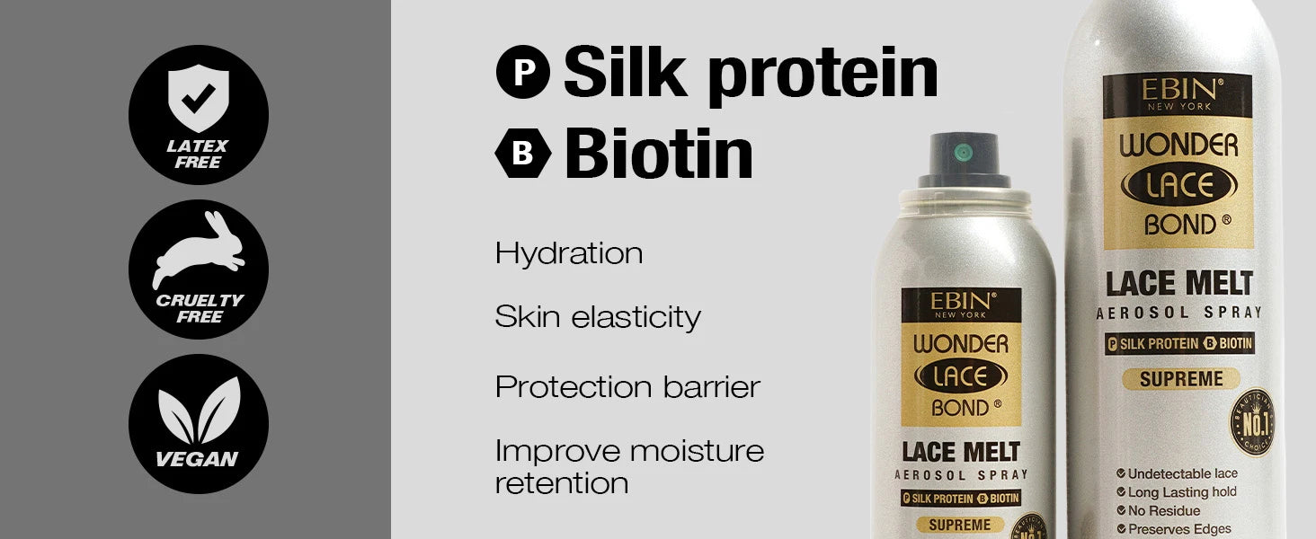 Ebin New York Wonder Bond Melt Spray Silk Protein - Long lasting Hold, Smooth Shine, Frizz Control