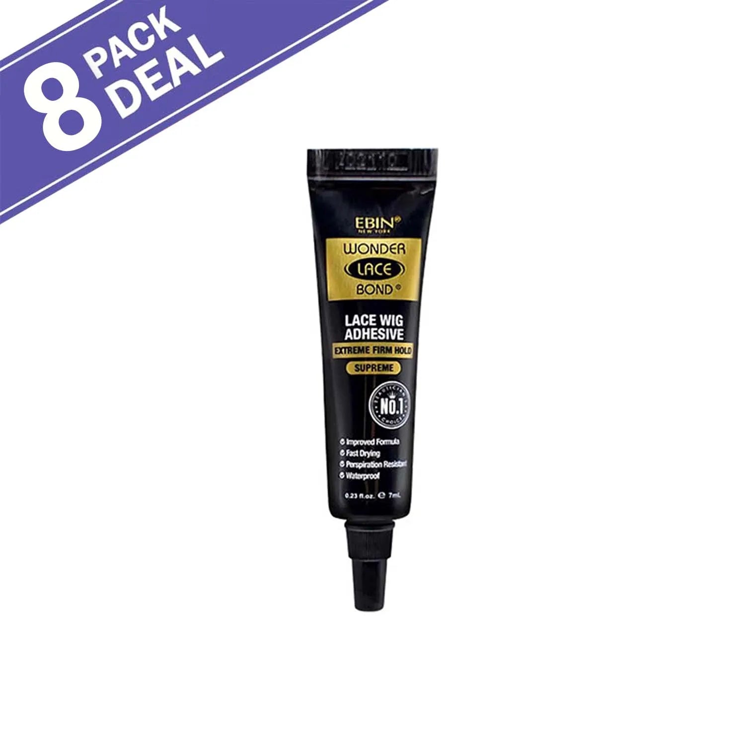 Ebin New York Wonder Lace Bond Tube 0.23oz/ 7ml - Strong Hold, Compact Size, Perfect for Travel & Quick Touch-Ups