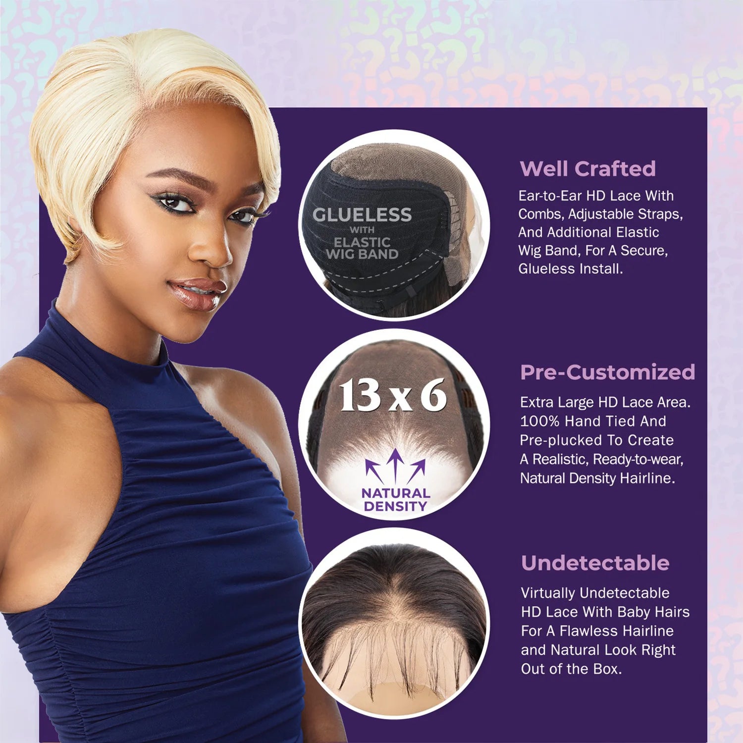 Sensationnel Cloud 9 What Lace HD Lace Front Wig 13X6 Keshona - Bob, Natural Hairline, Soft Texture, Effortless Style