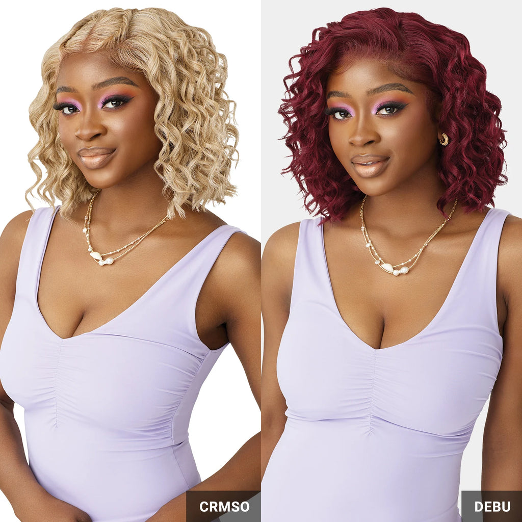 Outre Human Hair Blend HD Lace Front Synthetic Wig Airtied Glueless Fully Hand-Tied 13X4 HHB-Loose Deep 12"