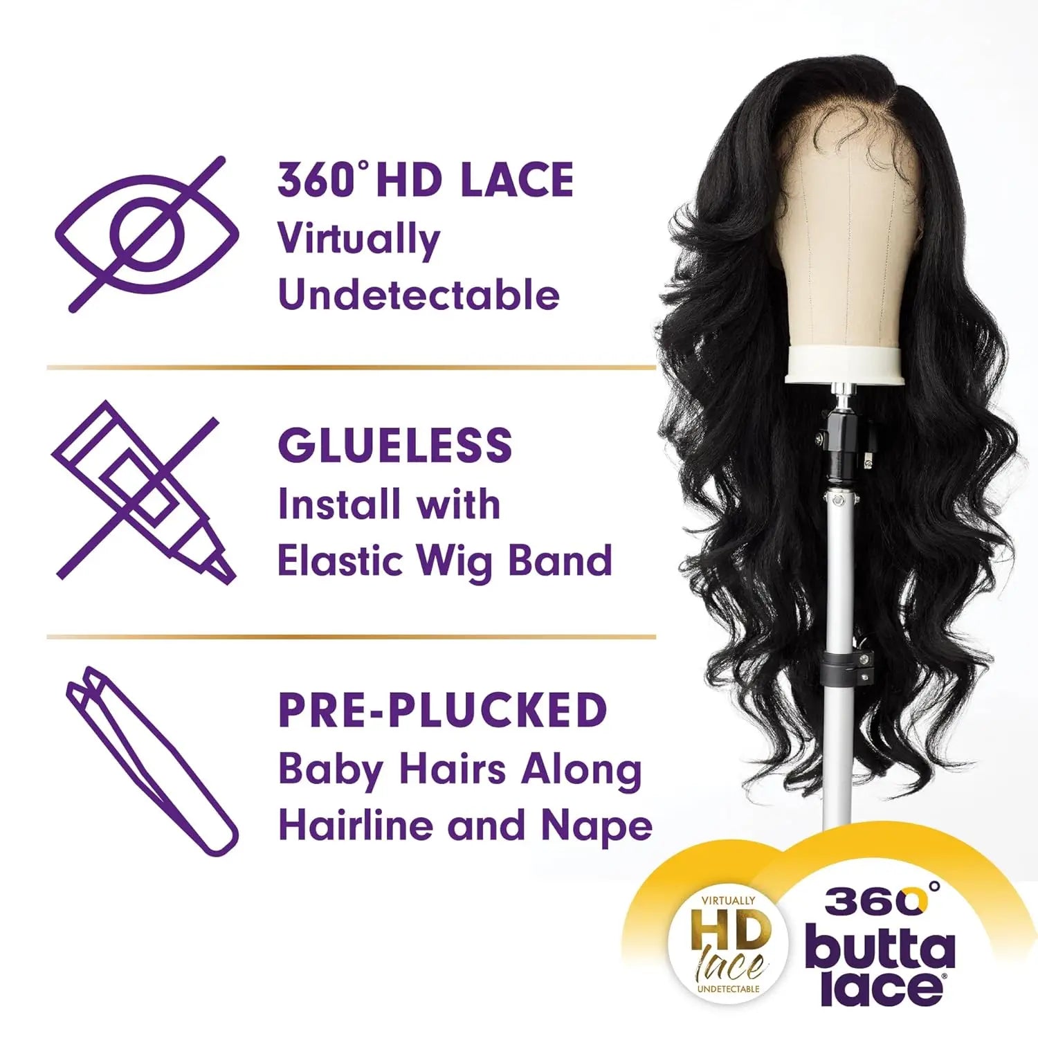 Sensationnel HD Lace Front Synthetic Wig Glueless Butta 360 Unit 8